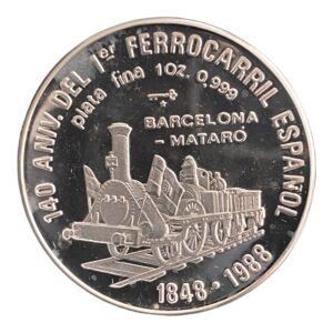 140 Aniversario del 1er Ferocaril -Moneda de Plata -  10 Pesos - 1988 - Cuba