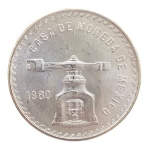 Moneda 1 Onza de Plata Mexico - 1980  - Balanza y Prensa ( Brillo Original)