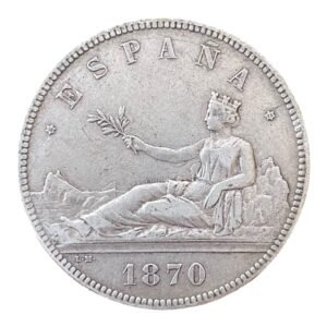 5 Pesetas 1870 *70 - Gobierno Provisional  (Duro de Plata) -24,64 Gr.