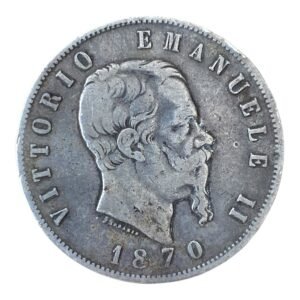 5 Lire M.BN- Victor Emmanuel II-  Italia 1870 ( Duro de Plata)