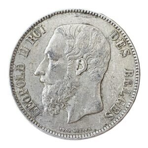 5 Francs - Léopold II-  Belgica 1870( Duro de Plata) 24.97 Gr