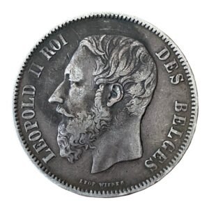 5 Francs - Léopold II-  Belgica 1870 ( Duro de Plata) 24,87 Gr