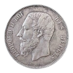 5 Francs - Léopold II-  Belgica 1869( Duro de Plata) 25,01 Gr