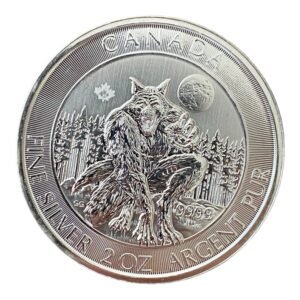 Moneda 10 Dollares Canada - Hombre Lobo 2021 - 2 Onzas ( Manchas de Leche )