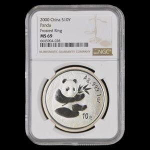 1 Onza de Plata Panda 2000- Certificada NGC MS69 (Frosted Ring)