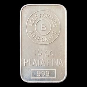Lingote 10 Gramos de Plata .999 Acuñaciones Artesanas