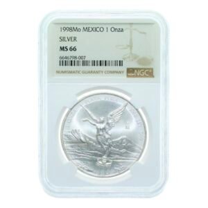 Moneda Libertad 1 Onza de Plata .999 - Mexico 1998 NGC MS66 ( !RARA!)