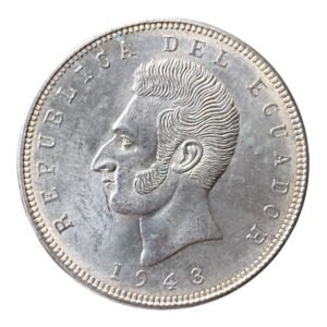 Moneda de Plata Cinco Sucres  República del Ecuador - Año 1943