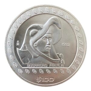 Moneda “Guerrero Aguila” 1 Onza de Plata .999 - 100$ Pesos Mexico 1992
