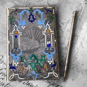 Antiguo Carnet de Baile ( Monedero ) En Plata con Esmalte Guilloche - Punzon Minerva
