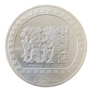 Moneda 10000$ Pesos “Piedra de Tizoc”  5 Onzas Plata .999 - Mexico 1992