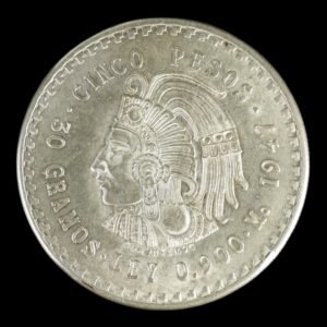 5 Pesos "Cuauhtémoc" México 1947 - 30 Gr. de Plata .900