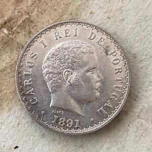 Moneda de Plata 500 Reis - Carlos I Rey de Portugal - 1891 , 12.58 Gr.