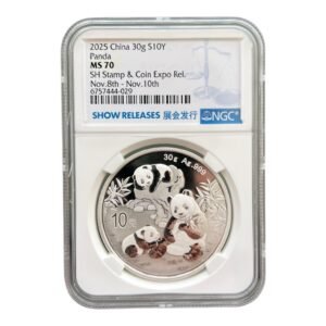 Moneda de Plata Panda 2025 - Certificada NGC MS70 - “SHOW RELEASE”