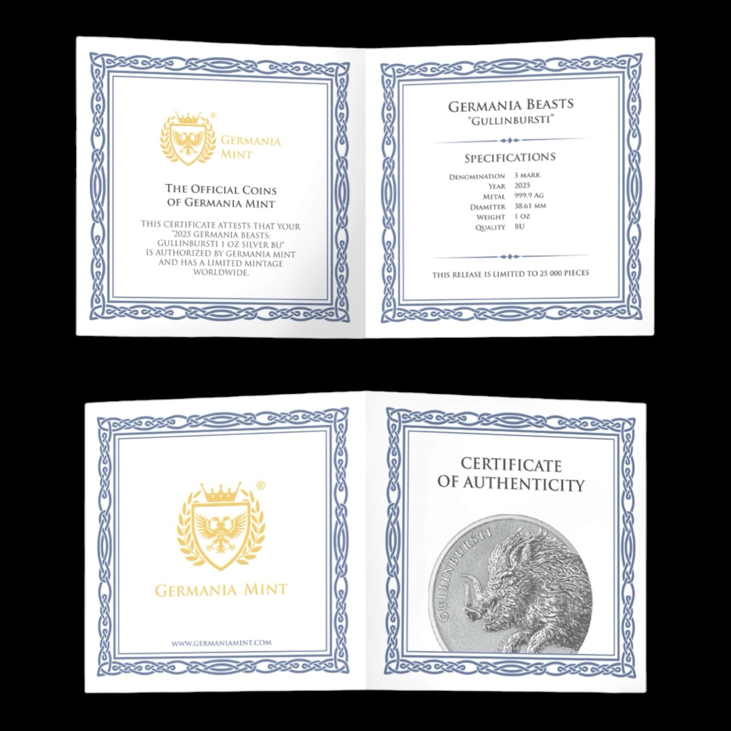 Germania – 5 Mark – 2025 – “Germania Beasts: Gullinbursti” – 1 Onza de Plata .9999 – BU - Imagen 4