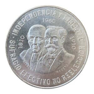 Moneda de Plata Diez Pesos 1960 Mexico - “ Independencia y Libertad”