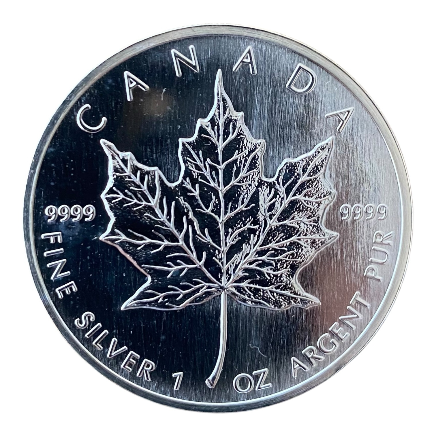 Moneda 1 Onza de Plata .999 Mapple Leaf 1989