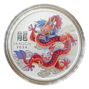 Dragon Rojo ( Red Dragon) – 1 Onza de Plata .999 – Lunar III 2024 (Coloreada)