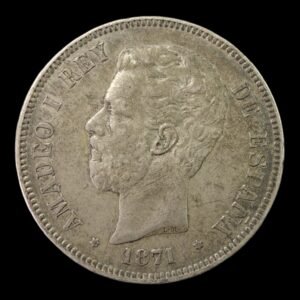 5 Pesetas 1871 *71 S.D.M. Amadeo I Rey de España   (Duro de Plata) 24,86  Gr.