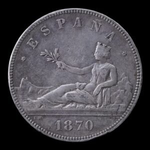 España – 5 Pesetas ‘Gobierno Provisional’ – 1870*70 – Plata .900 – 24,88 g