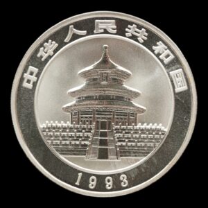 Alternative view of Moneda Panda 1993 – 1 Onza de Plata .999 – 10 Yuan China (Fecha Grande)