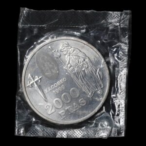 España – 2000 Pesetas – 1999 – “Xacobeo Año Jubilar de Santiago” – Plata .925 – SC