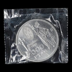España – 2000 Pesetas – 1999 – “Xacobeo Año Jubilar de Santiago” – Plata .925 – SC C