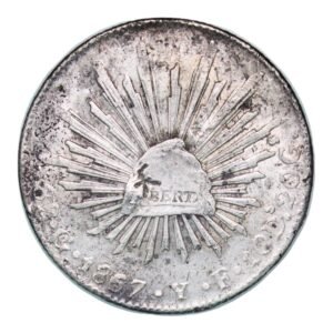 8 Reales 1867 Go YF 8 Reales Silver (.903) Guanajuato 26.92g (Chopmarked - Resellos Orientales)