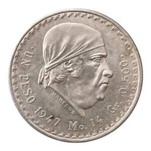 Moneda 1 Peso de Plata  “Cacheton” - Mexico 1947 , 14,09 Gr.