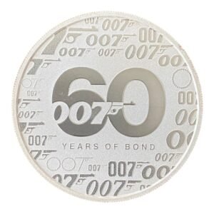 Moneda 1 Onza de Plata .999 James Bond 007  - Tuvalu 2022 ( Pequeñas Manchas)