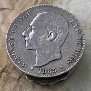 Antigua Caja De Plata Pastillero hecha Con 5 Pesetas.
