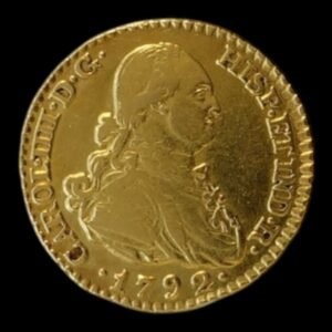 Moneda de Oro 1 Escudo Carlos IV 1792 Madrid MF - 3,32 Gr.