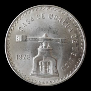 !RARA! 1 Onza de Plata “Balanza y Prensa”-  Mexico 1978 ( Brillo Original)