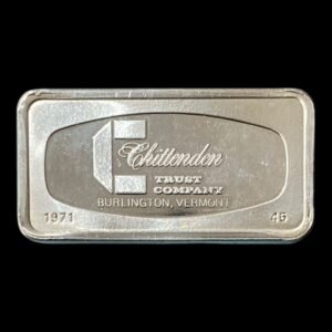 Lingote Franklin Mint 65,90 Gr. de Plata .925 ( 2 Oz Plata .999 ) - “Chittenden Trust Company Burlington , Vermont  “