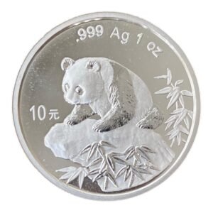 Moneda Panda 1999 - 1 Oz. Plata .999 – 10 Yuan China (Pequeña mancha)