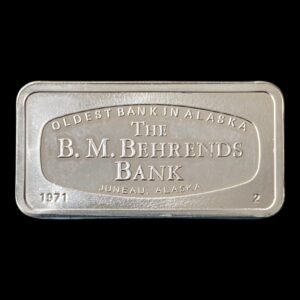 Lingote Franklin Mint 65,25 Gr. de Plata .925 ( 2 Oz Plata .999 ) - “Oldest Bank in Alaska The B.M. Behrends Bank Juneau, ALASKA “