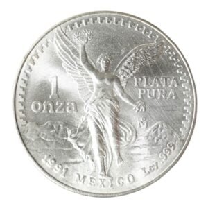 Moneda 1 Onza de Plata .999 Libertad - Mexico 1991 (Pequeñas Rayas)