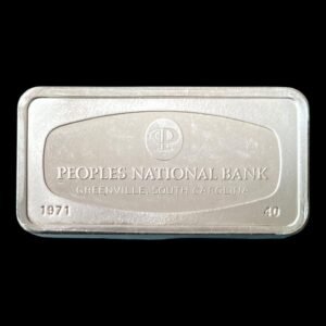 Lingote Franklin Mint 66,46 Gr. de Plata .925 ( 2 Oz Plata .999 ) - “ People National Bank , Greenville South Carolina “