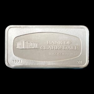 Lingote Franklin Mint 66,55 Gr. de Plata .925 ( 2 Oz Plata .999 ) - “ Bank of Clarksdale , Mississippi “