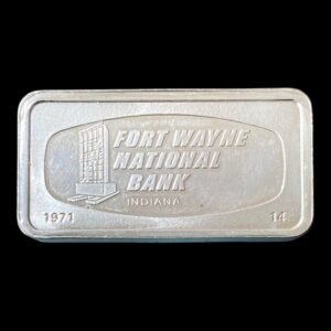 Lingote Franklin Mint 66,06 Gr. de Plata .925 ( 2 Oz Plata .999 ) - “ Fort Wayne National Bank , Indiana “