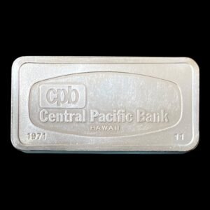 Lingote Franklin Mint 65,59  Gr. de Plata .925 ( 2 Oz Plata .999 ) - “Central Pacific Bank , Hawaii”