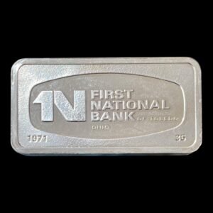 Lingote Franklin Mint 65,51  Gr. de Plata .925 ( 2 Oz Plata .999 ) - “ First National Bank of Toledo , Ohio”