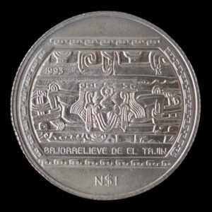 Moneda “ Bajorrelieve de el Tajin” 1/2 Oz. Plata .999 - 2$ Pesos Mexico 1993 ( Serie Precolombina )