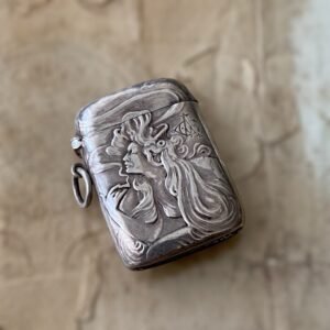 Antiguo colgante Cerillero Modernista en Plata