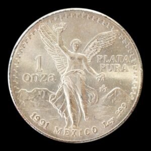 México - 1 Onza de Plata .999 - Angel Libertad 1991 (Patina)