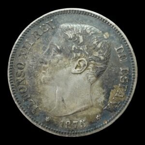 España – 5 Pesetas de Plata – 1875 75 – Alfonso XII – D.E.M. – 24,86 g (.900)