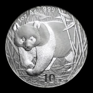 Panda 2002 – Moneda 10 Yuan China – 1 Onza de Plata .999 (Sellada)