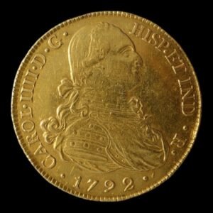 Carlos IV- 8 Escudos de Oro 1792 Popayan J.F. 27 Gr . - Escasa
