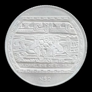 México – Moneda “Bajorrelieve de El Tajín” – 1/2 Onza de Plata .999 – 2 Pesos – 1993 (Serie Precolombina)