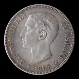 España – 5 Pesetas de Plata – 1875 75 – Alfonso XII – D.E.M. – 24,67 g (.900)